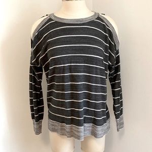 Loft Cold Shoulder Striped Sweater